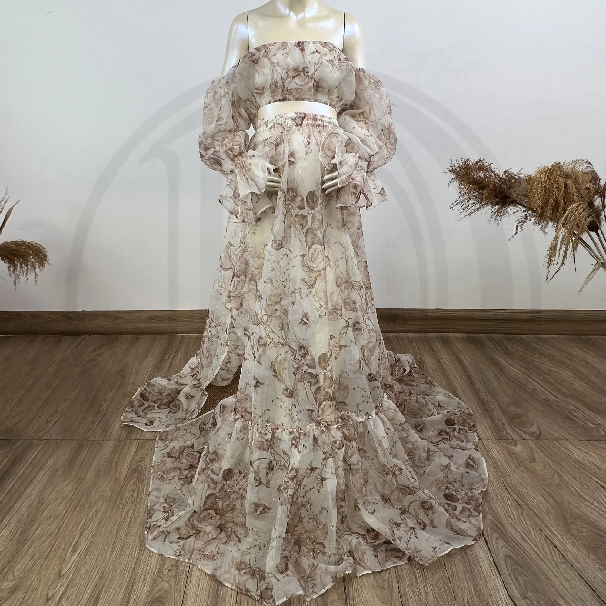 Don & judy elegante vestido de fotografia de maternidade macio organza maxi photoshoot mulher grávida babyshower festa praia tiro traje