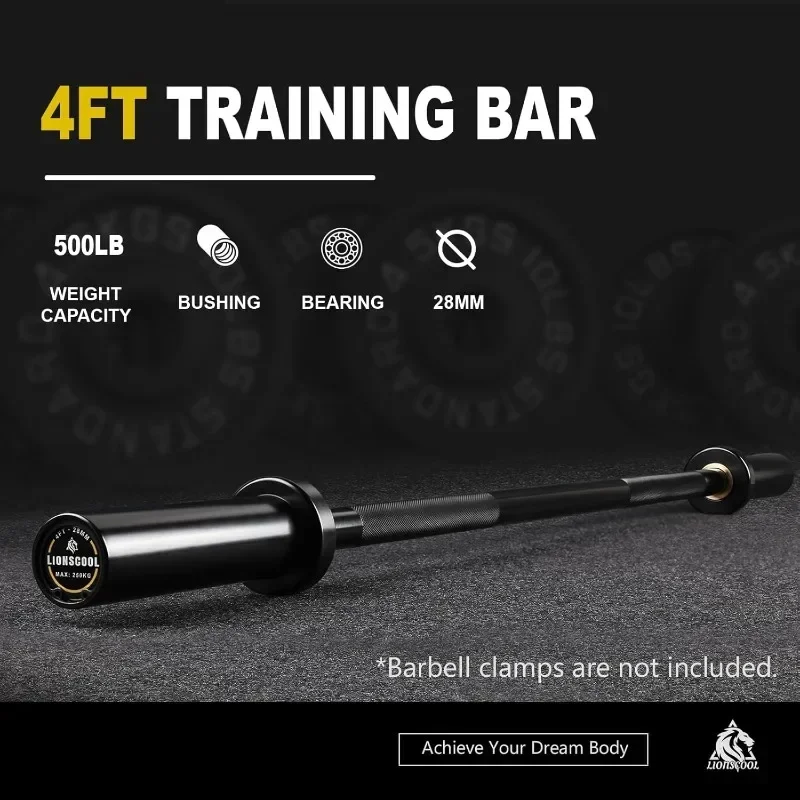 

LIONSCOOL Premium 4ft/4.9ft/6ft Barbell for Strength Training and Weightlifting, 2 Inch Bar for Squats, Curls, Deadlifts,Presses