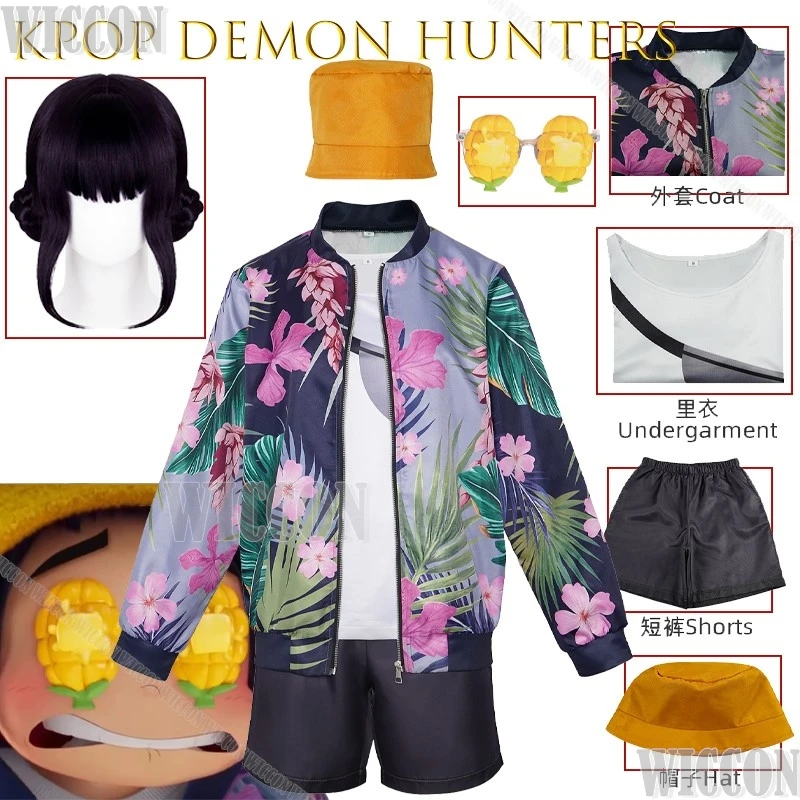 

Kpop Zoey Косплей Куртка Шорты Шляпа Комплект Охотников на демонов Верхнее пальто с принтом Школьная повседневная одежда для Хэллоуина Карнавальный наряд