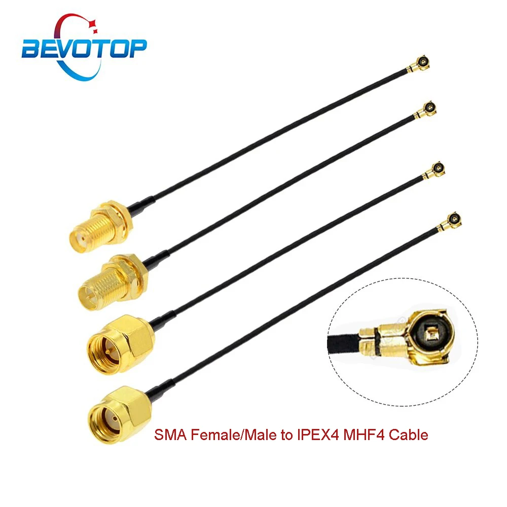 2PCS/lot 4 Cable uFL 4 4 Female to SMA Female WIFI Antenna RF Coaxial Cable RG1.13 Pigtail Extension Jumper