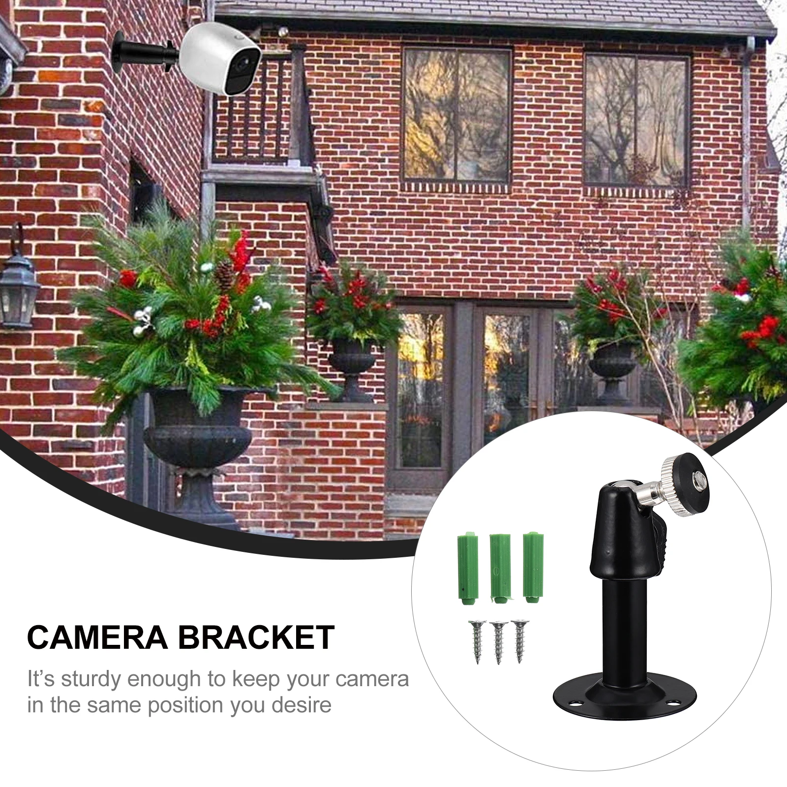 

4 pcs Security Camera Wall Mount Adjustable Swivel 360 Degree Sensor Bracket 90 Degree Tilt Rugged Iron Camera Mount Brackets