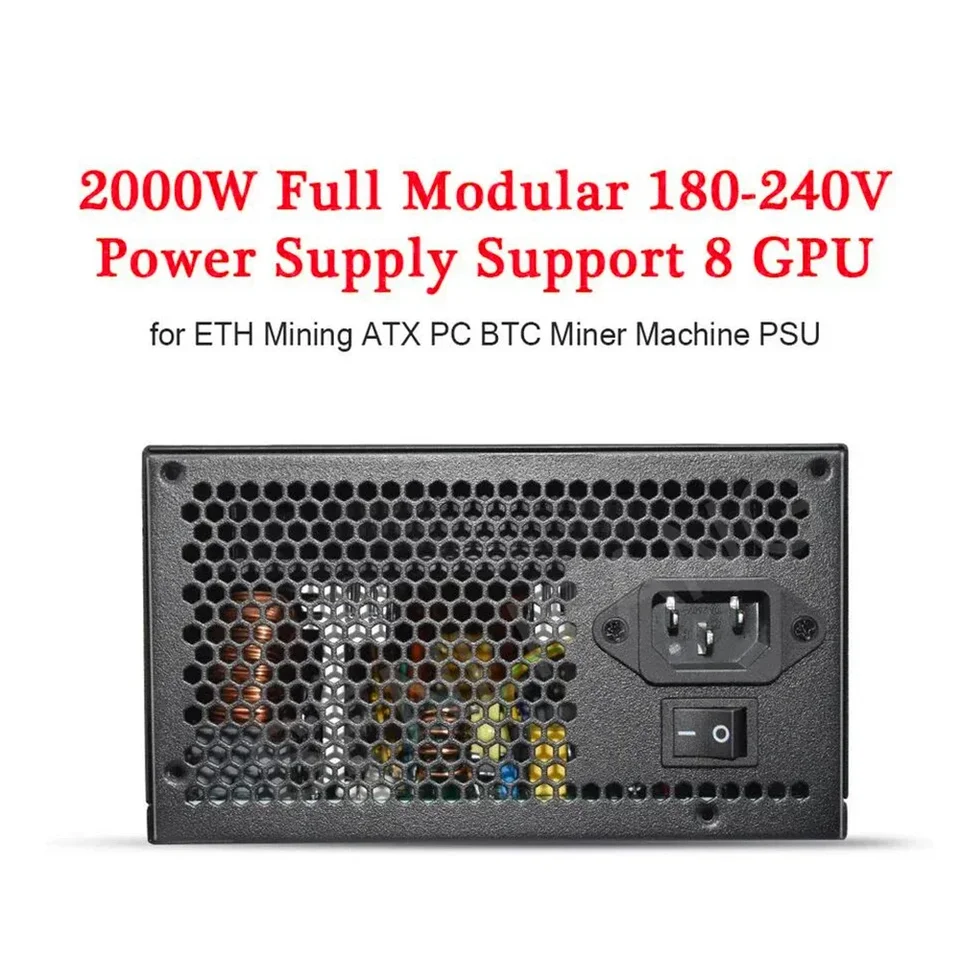 2000W 1800W New Full Module Mining Power Supply Support 8 GPU