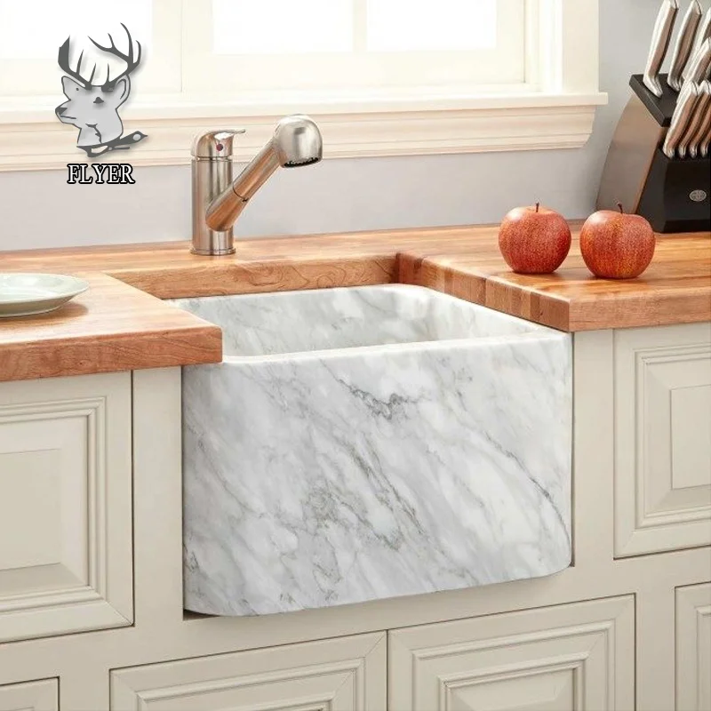 Natural stone marble bathroom/kitchen inlay bowl trough Rectangular sink