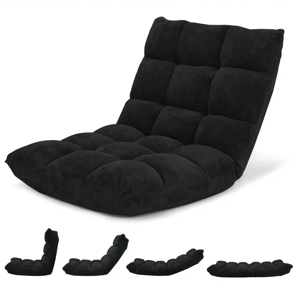 Adjustable 14Position Floor Chair Folding Lazy Gaming Sofa Chair Cushioned New Purple Black Coffee Tan Pink Gray