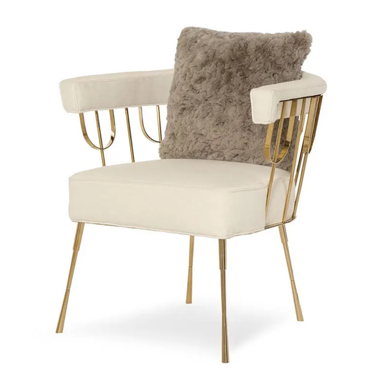 

Court style single chair simple modern fabric makeup chair small apartment living room stainless steel leisure sofa chair