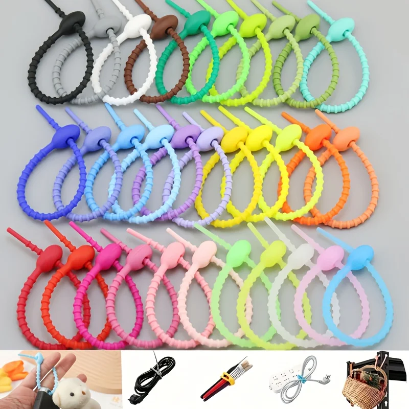 

5/10/20Pcs 13MM Twistable and Multifunctional Cable Wire Organizer Silicone Cord Management Ties for Earphone Lines