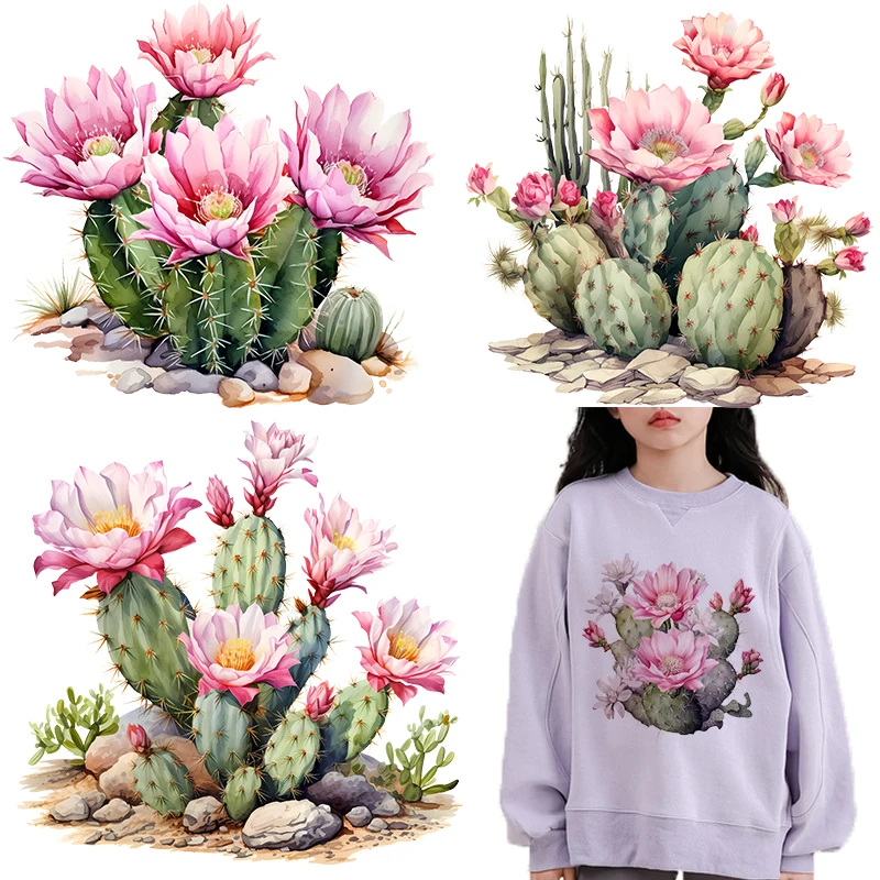 

Flower and plant lady cactus iron on transfer for clothing dtf transfers ready to press Heat Transfer Printing