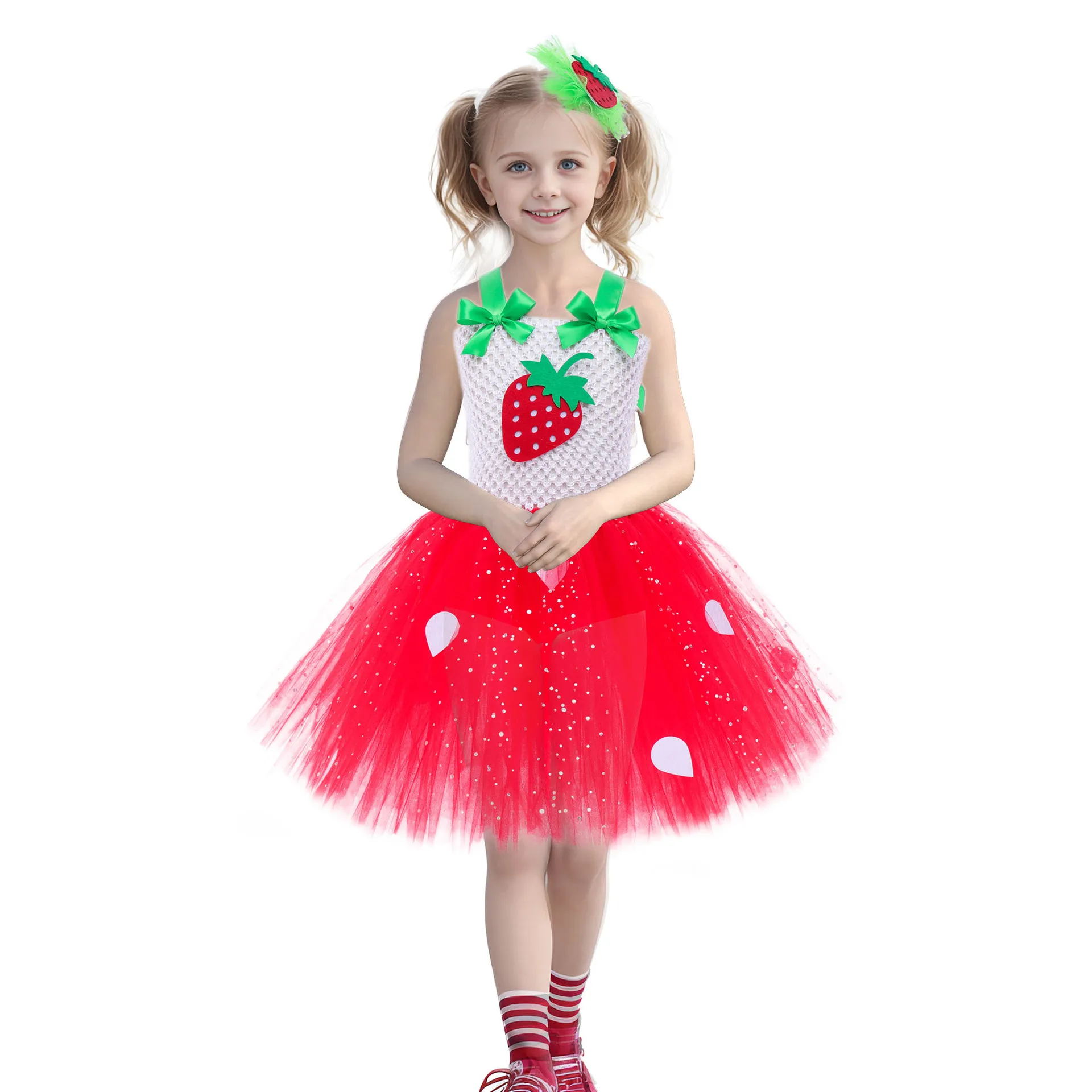 Niedliches Baby-Ballett-Tutu, Erdbeer-Spitzen-Prinzessinnenkleid, Kinder-Geburtstagskostüm, Rollenspiel-Wassermelonen-Weihnachtskleid, Geschenk – Detail 19