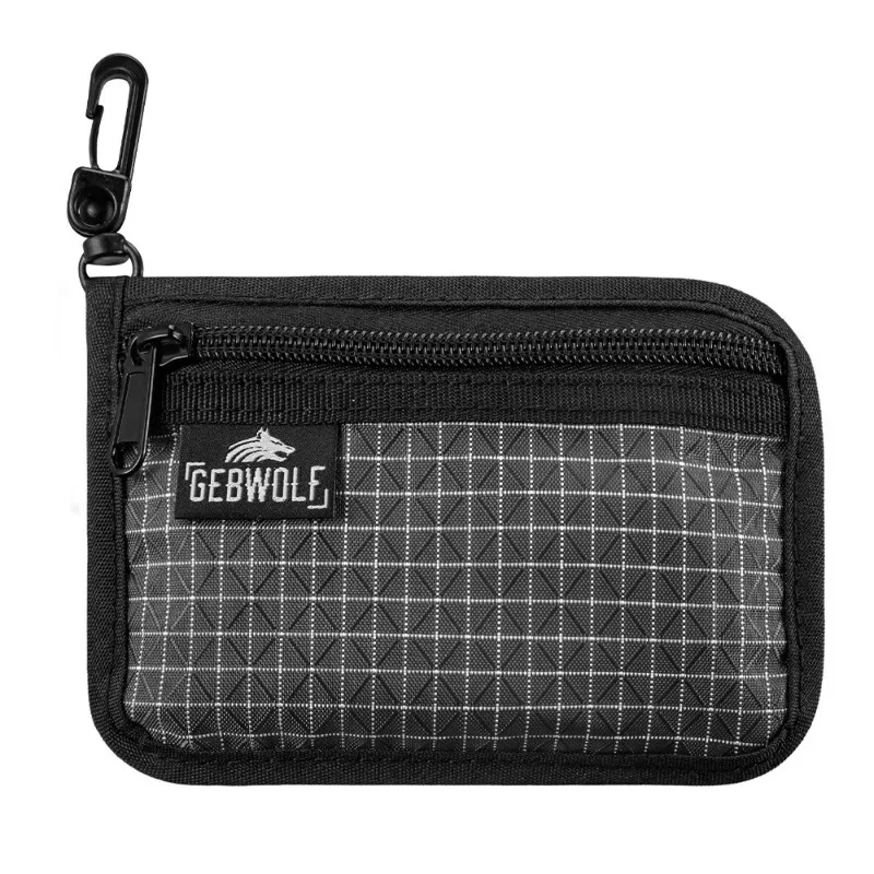 With Zipper Durable Grid Fabric Coin Purse for Cards Earbuds Small Gear Organizer Pouch Ultralight Wallet