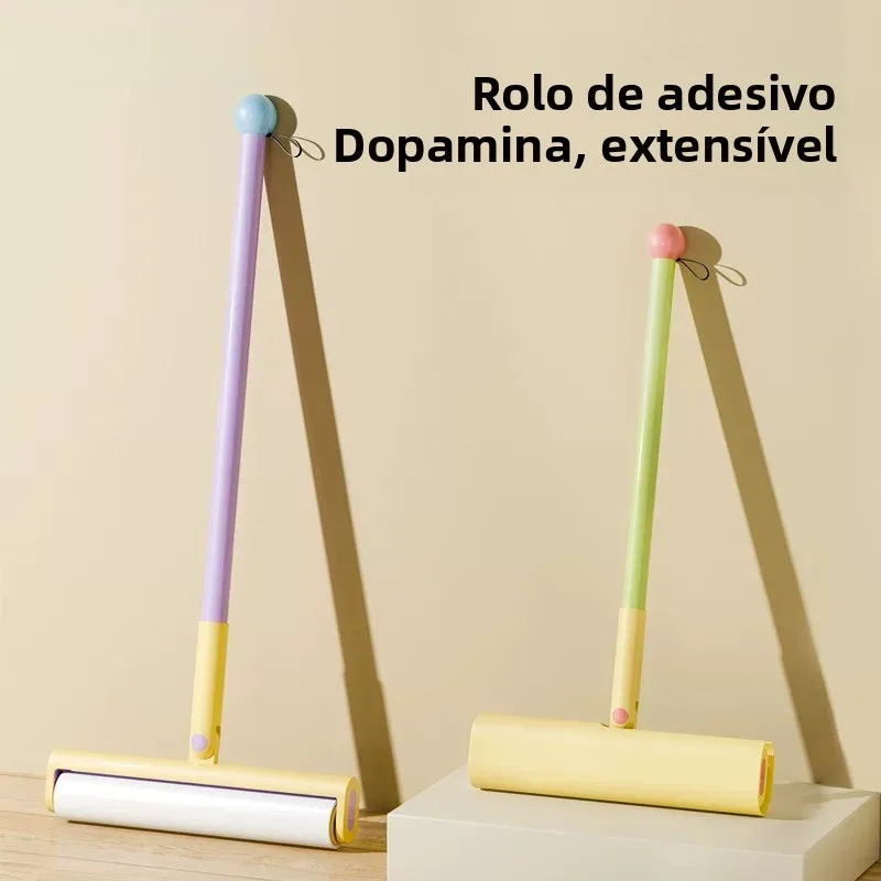 home-use-stiy-hair-remover-roller-long-handle-bed-dust-floor-swee-hair-absorbing-replaceable-tearable-paper