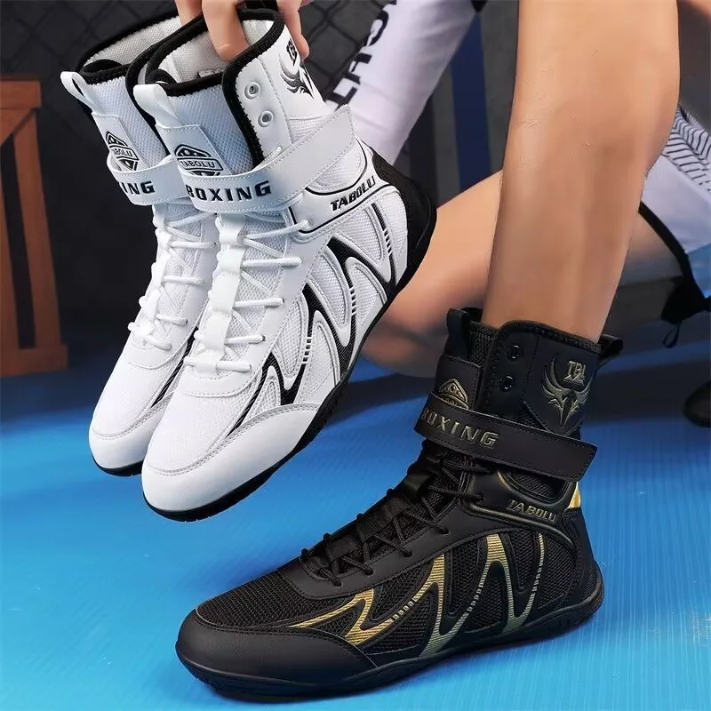 Professional Wrestling Shoes Mesh Breathable Fighting Shoes For Men Comfortable Boxing Shoes High Top Gym Training Shoe For Men