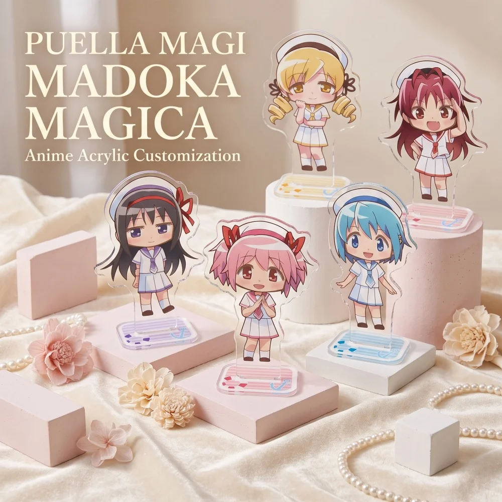 Anime Madoka Magica Acrylic Stand Keychain Madoka Kaname Homura Akemi Mami Tomoe Q Version Cute Desktop Decor