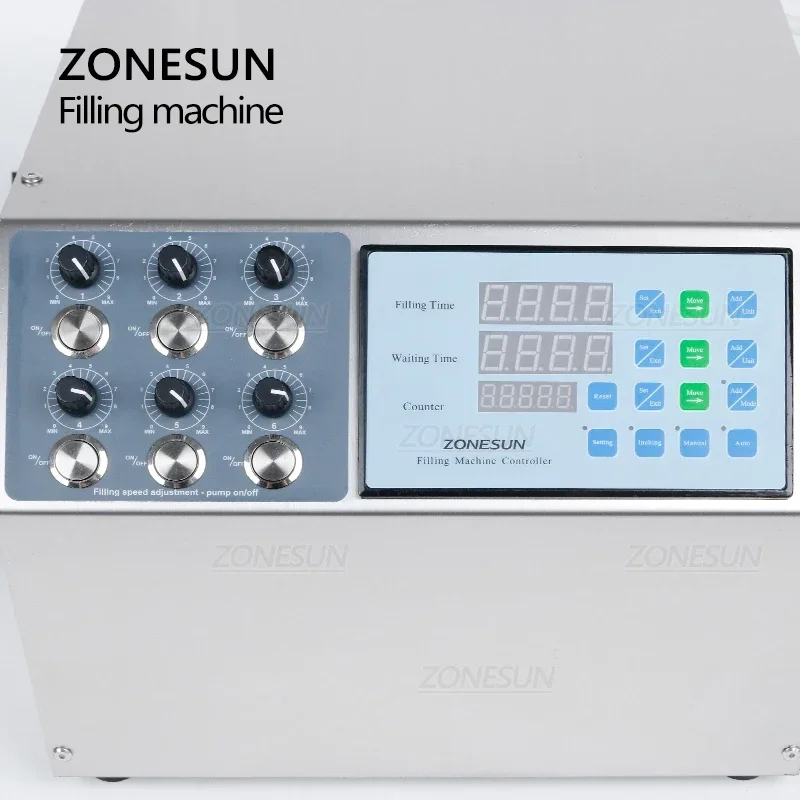 ZONESUNZS-DPYT6P Semi Automatic 6 Nozzles Diaphragm Pump Liquid Filling Machine  Beverage Mango Juice Milk Water Bottle Filler