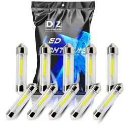 Automobile LED Bulb 31MM 36MM 39MM 41MM Cob Transparent Tube Twin Lights W5w License Plate Light