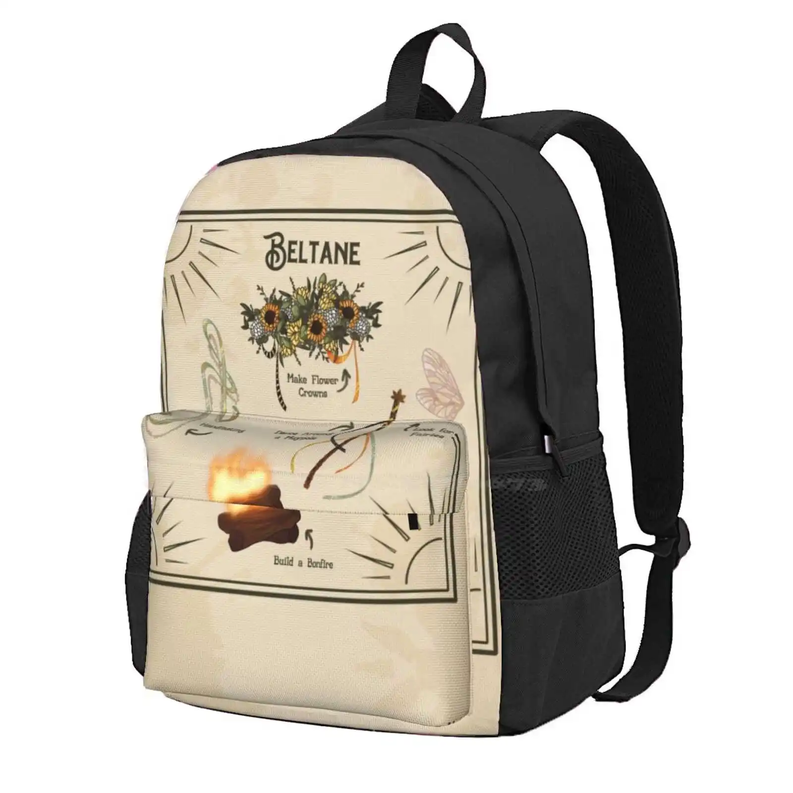 Beltane Festivities Hot Sale Schoolbag Backpack Fashion Bags Beltane Spring Summer Witchcraft Magick Maypole Fairies Fae Wings