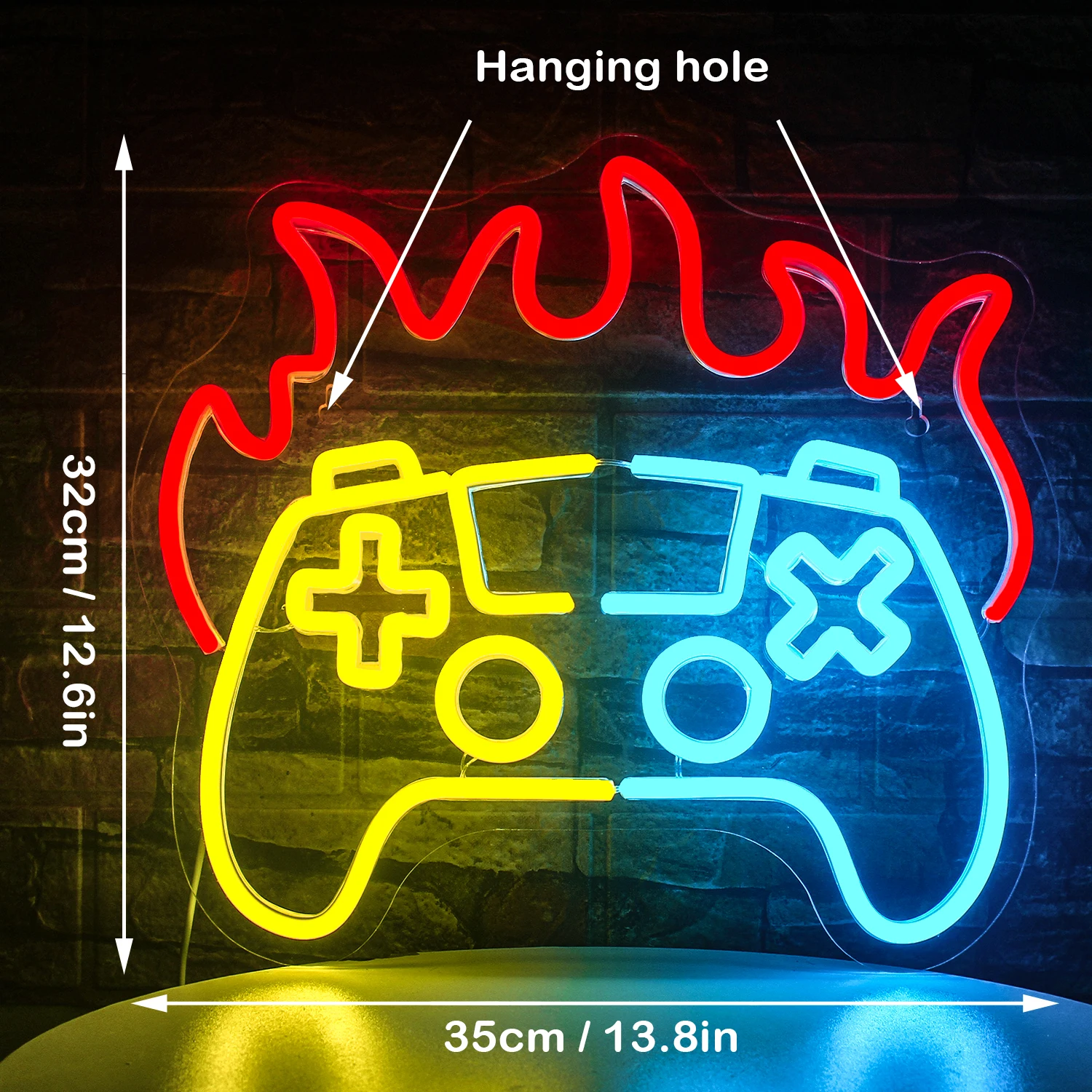 Gamer insegne al Neon sala da gioco Decor Blue Yellow Gamepad Shaped Led Sign for Teen Boys Room Wall Decor regali per bambini Man Cave Neon