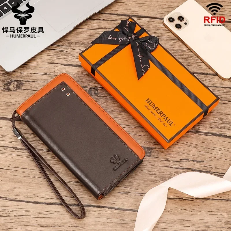 

Genuine Leather Long Wallets for Women Fashion Phone Clutch Bag RFID Protect Credit Card Holder Travel Purse with Ziper Pocket