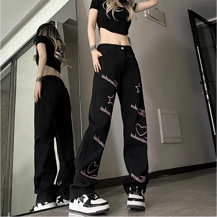 Neue frühling herbst plus größe baumwolle marke weibliche frauen mädchen streetwear gerade jeans