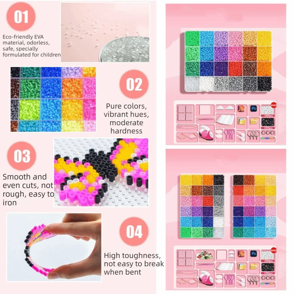 컬러풀 빈 스플라이싱 재료 패키지 DIY 페그보드 시트 아이언온 비즈 공예 키트 아이언 24/48색 수공예 키트 선물