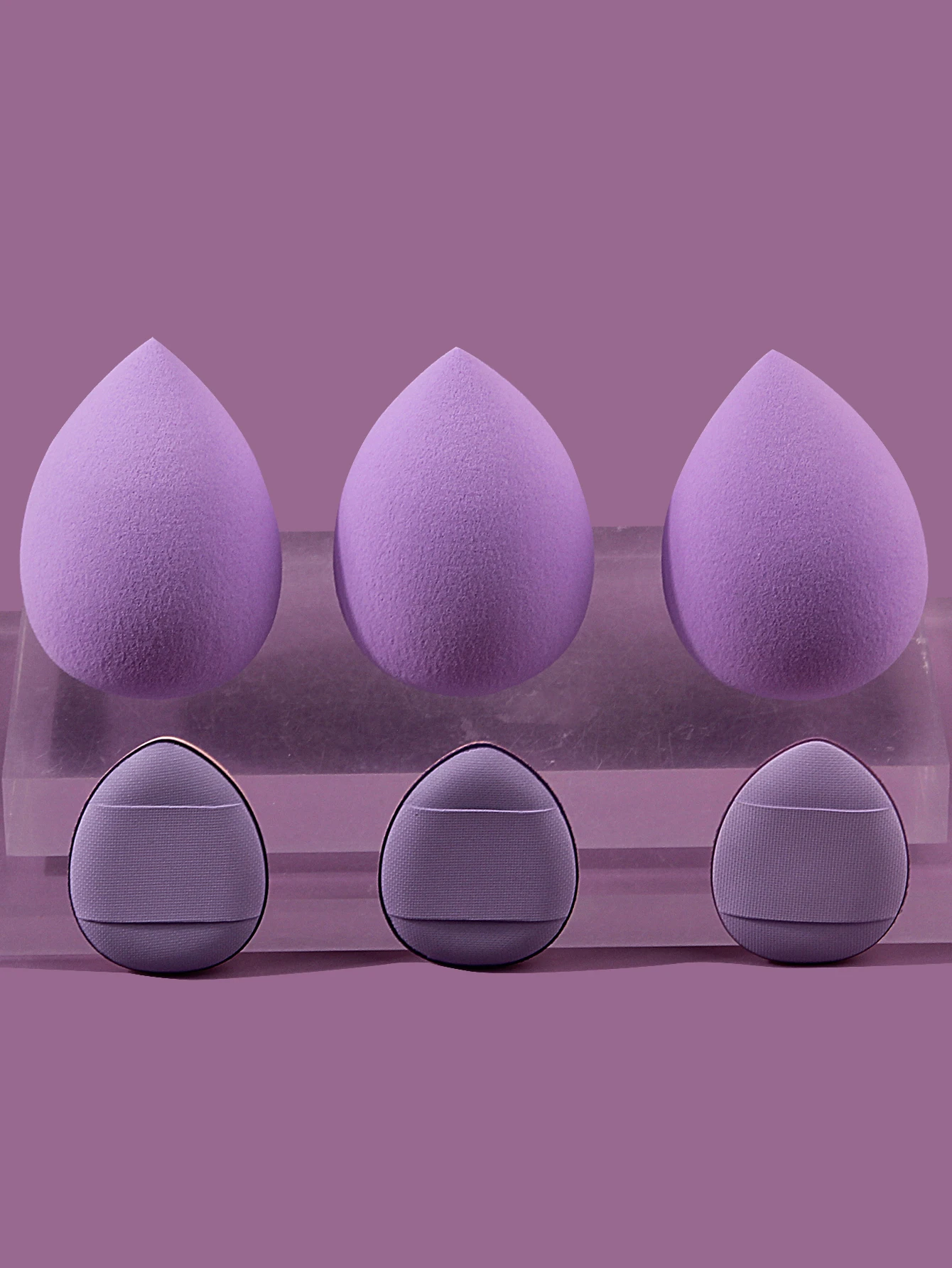 6 stuks paarse make-up poederdons spons eierset superzacht droog en nat dual-purpose foundation vloeibare concealer speciaal gereedschap
