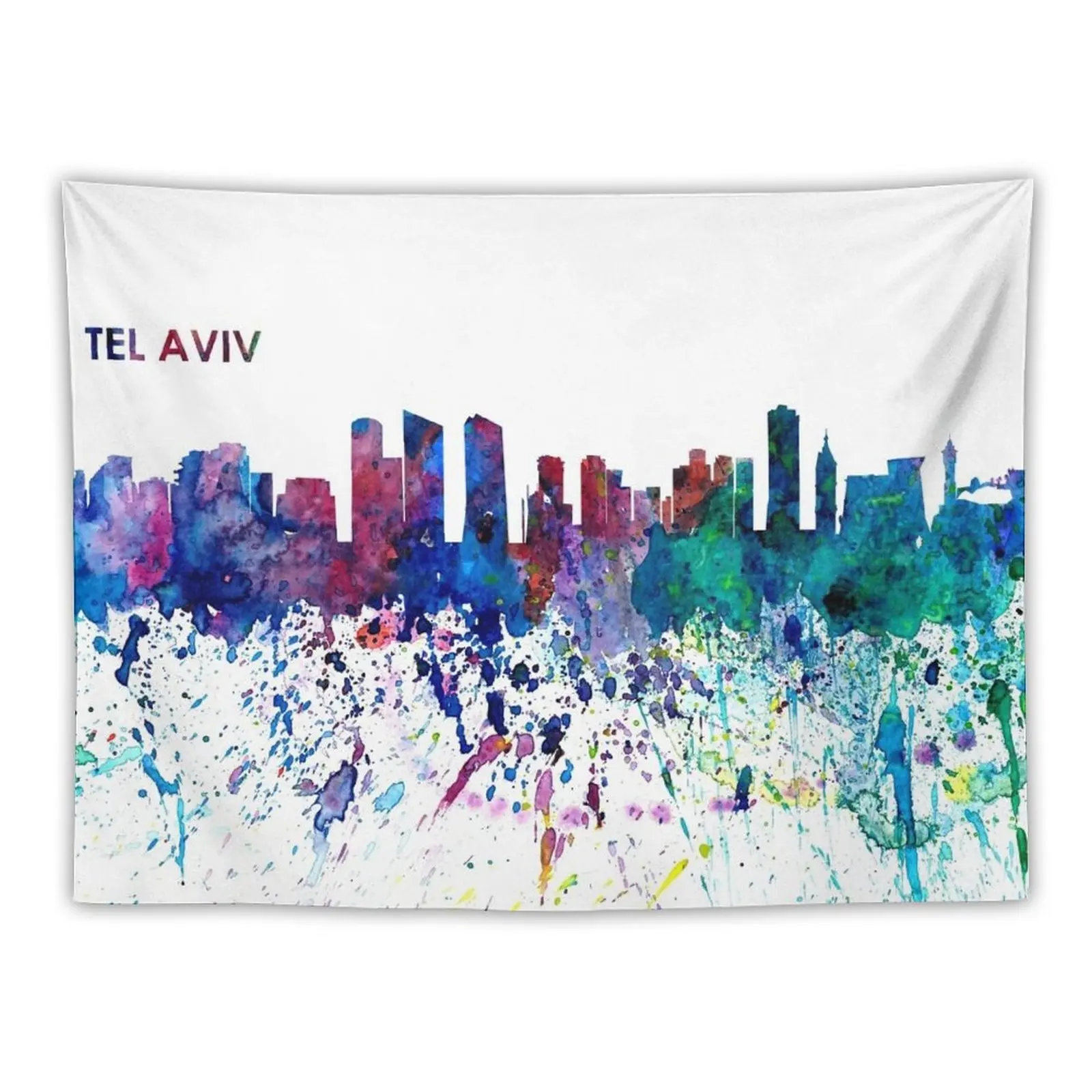 

New Tel Aviv Israel Skyline Impressionistic Splash Tapestry Decoration Room Room Decorator Mushroom Tapestry