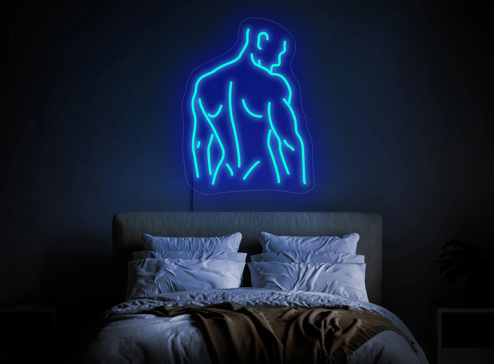 Muscle Man Neon Sign LED Wall Light, Fitness Gym Decor, Athletic Body Art Lamp, Man Cave Bar Room Decoration