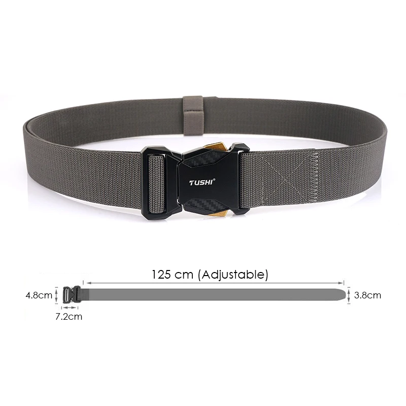 HSSEE New Tactical Belt for Men Carbon Texture Alloy Buckle Casual Elastic Belt Quick Release Military Army Girdles Male Gift