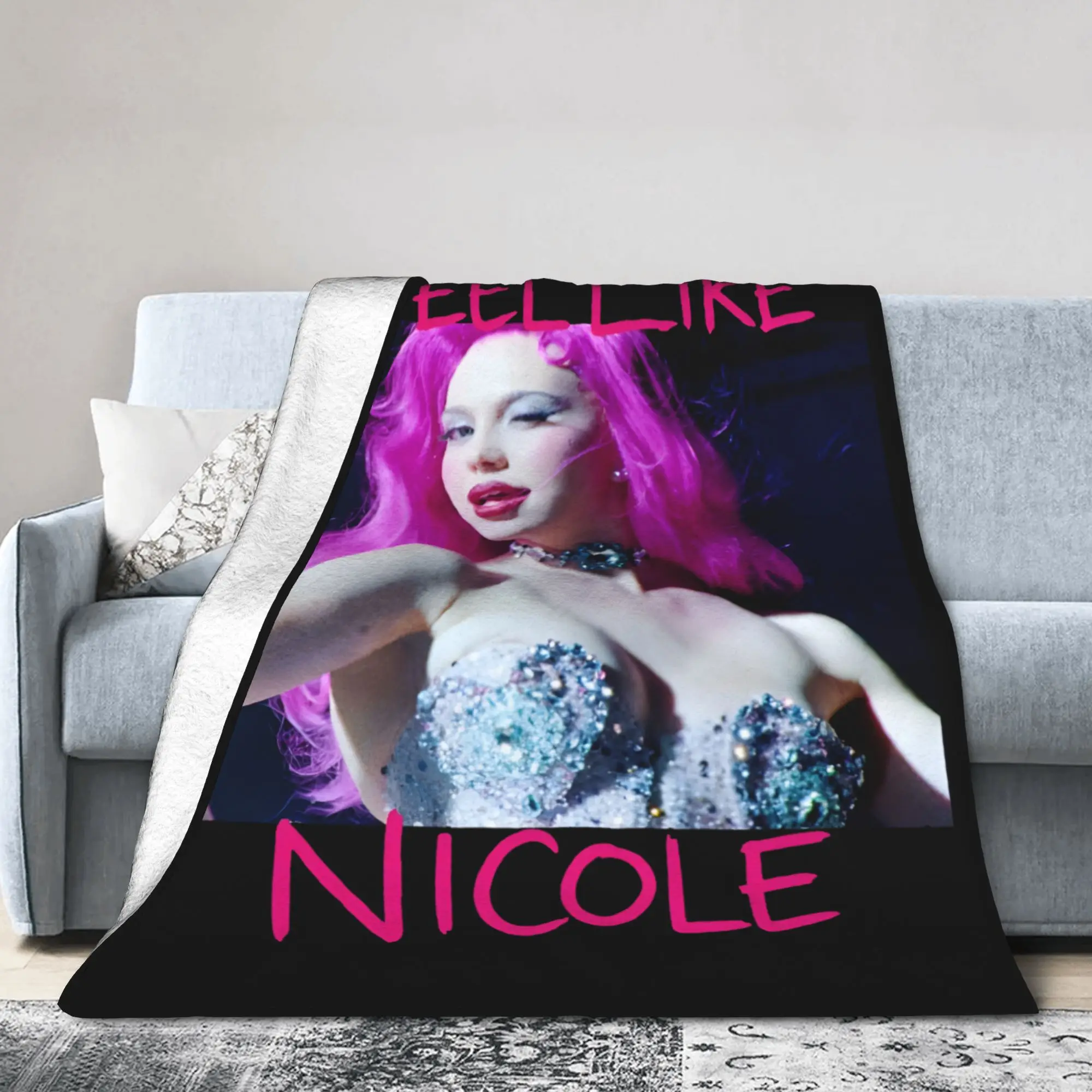 A-Adela Prima I Feel Like Nicole Blankets Flannel Decoration  Multi-function Ultra-Soft Throw Blanket for Bed Bedroom Rug Piece