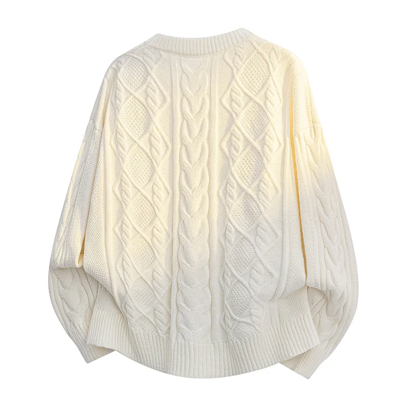 2025 Men Korean Knitwear Loose Twist Knit Pullover New Men Round Neck Sweater Autumn Winter Male Warm Couple Sweaters Tops