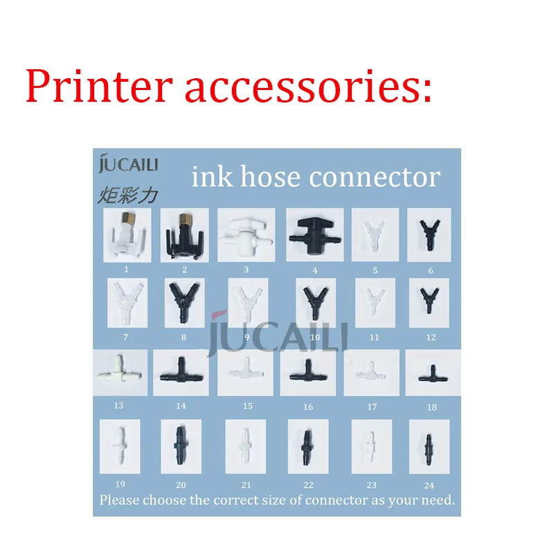 JUCAILI 10Pcs Various Connector for Ink Tube Pipe Damper for DX5 DX7 XP600 Head Eco Solvent UV Printer ink hose connector