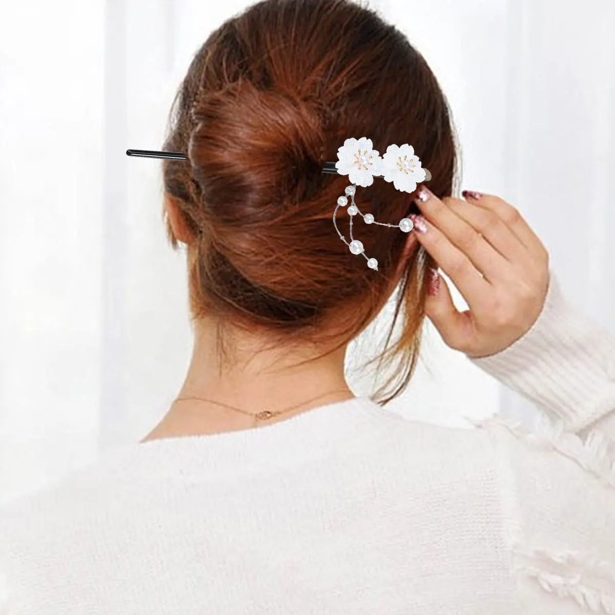 

Cherry Blossom Hairpin Vintage Women Hair Stick Decorative Hair Clip For Party Casual Wear Diy Hairstyle Accessory