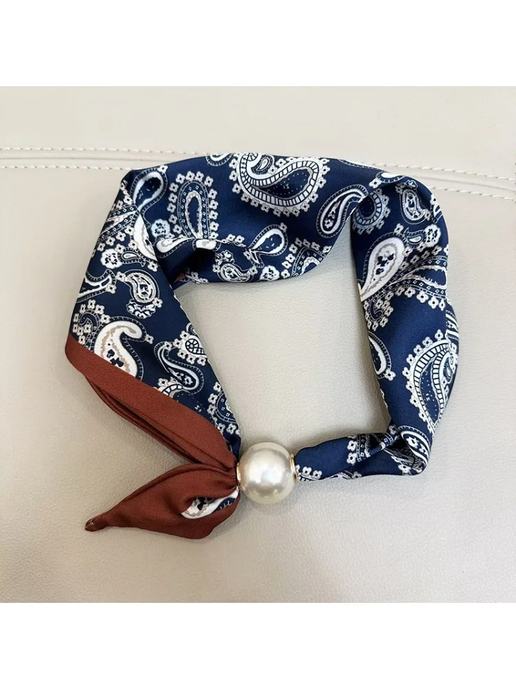 Écharpe élégante à fermoir magnétique en queue de perle, nouvelle écharpe polyvalente et respirante à la mode, accessoire artistique, enveloppant le cou, été 2025