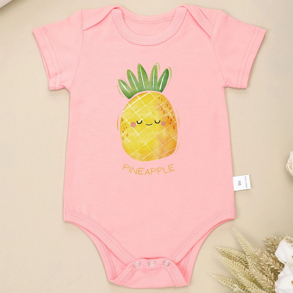 Body de piña para bebé, ropa Kawaii Harajuku de algodón suave de alta calidad con dibujos animados, Mono para niña recién nacida, cuello redondo, barato