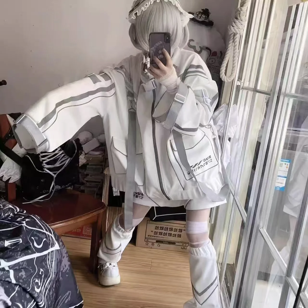 

Осенне-зимняя японская милая студенческая толстовка свободного кроя с акварельным принтом, на молнии, с флисовой подкладкой, для девочек, верхняя одежда, свитшот