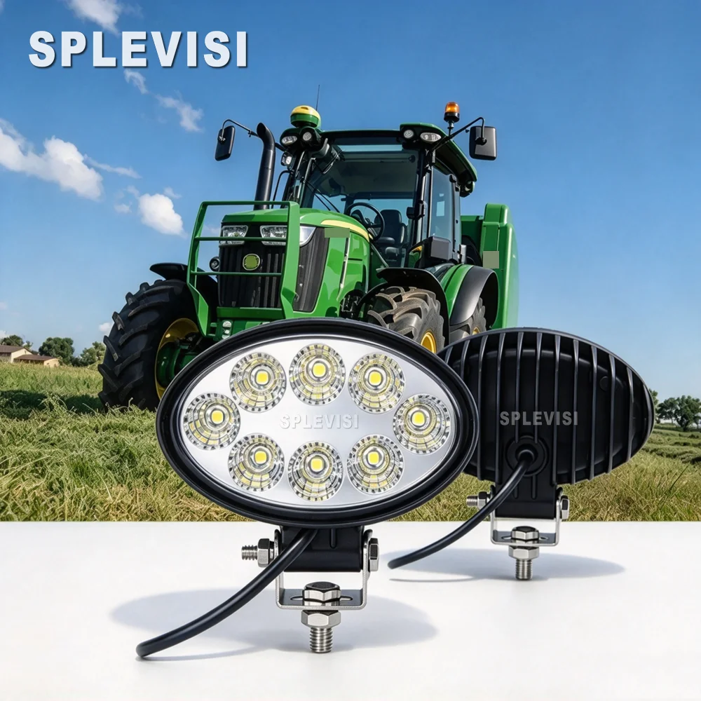 2Pcs 12v-60v DC LED Flood Beam Pedestal Mount Light Set High-Power 40W 4000LM for John Deere 5R, 6R, 7R, 8000, 8R, 9R