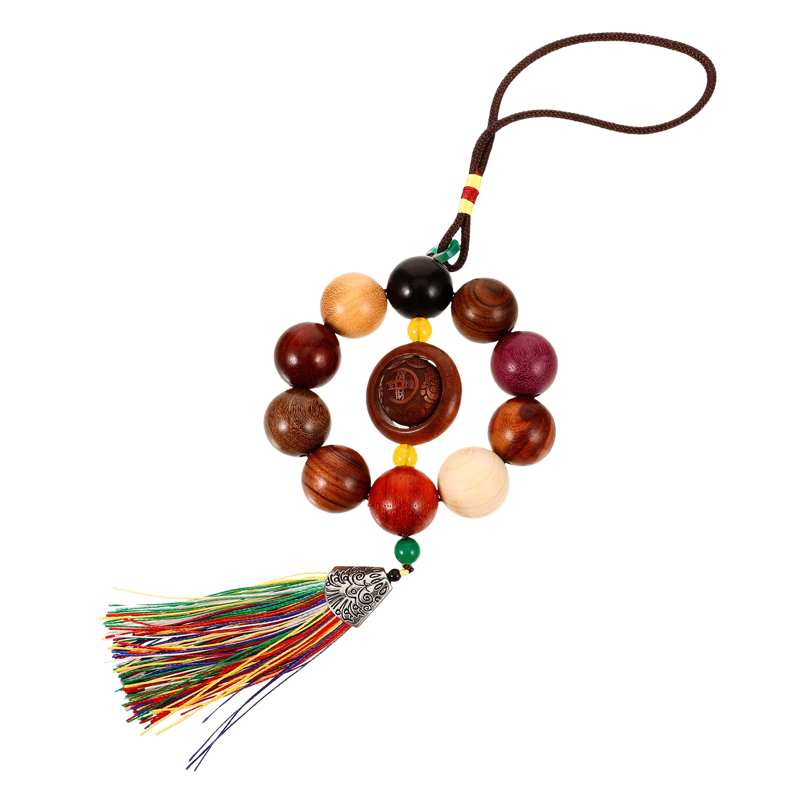 

Wooden Car Pendant Creative Rosary Beads Decorative Hanging Mirror Accessory Automotive Rearview Charm Durable Sandalwood