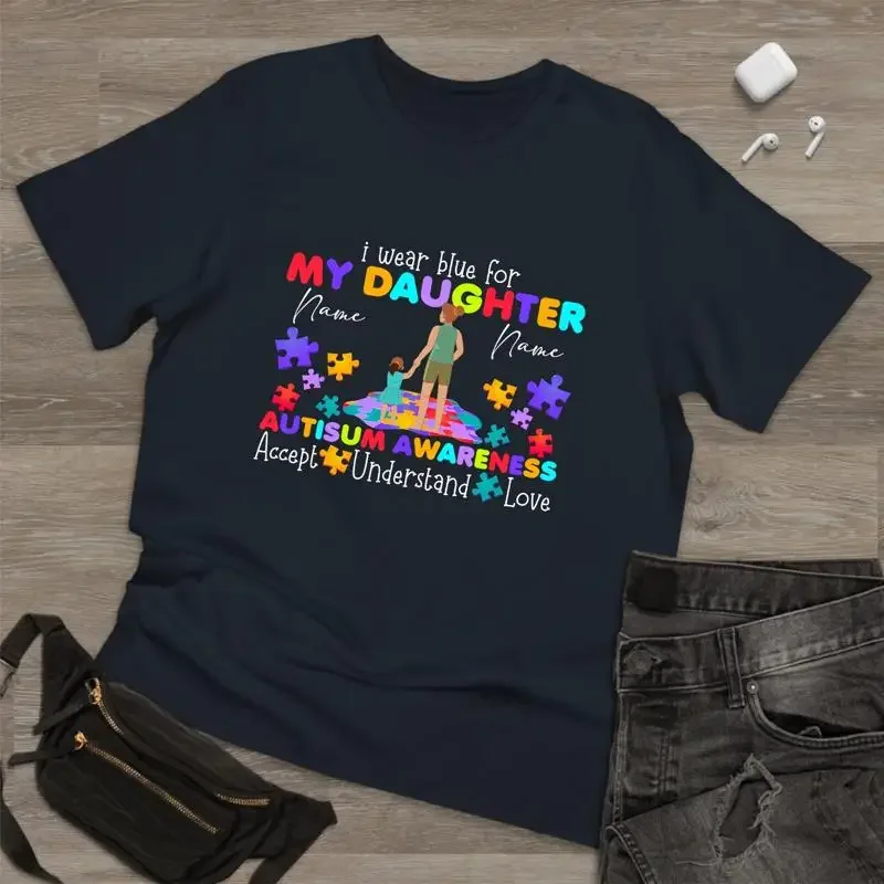 Personalised Daughter Autism Awareness T Shirt Custom Your Text Mother'S Day Puzzle