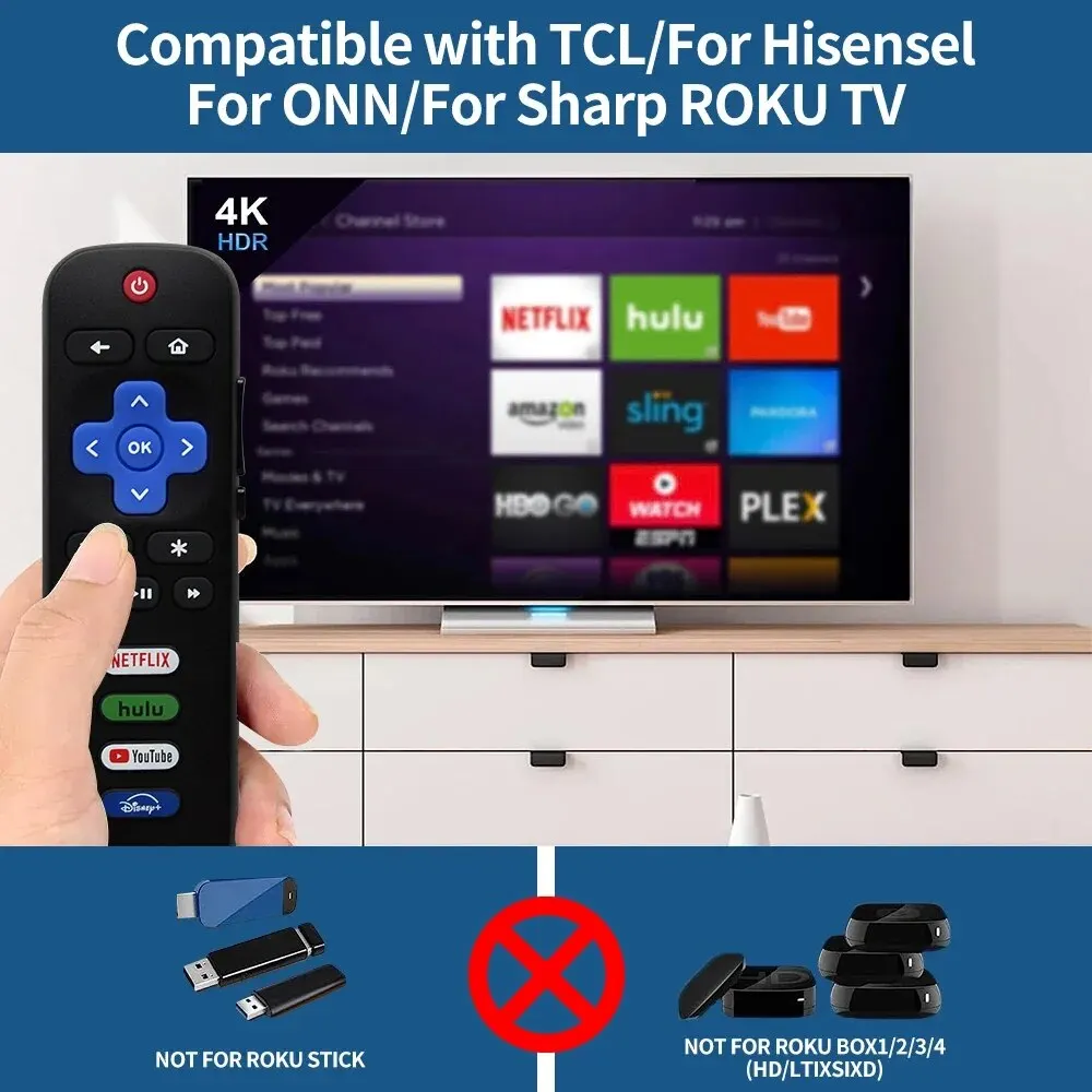 RC280A Replacement Remote Control Only for Roku TV for TCL Roku/Hisense Roku/Onn Roku/Philips Roku TVs(Not for Stick and Box)