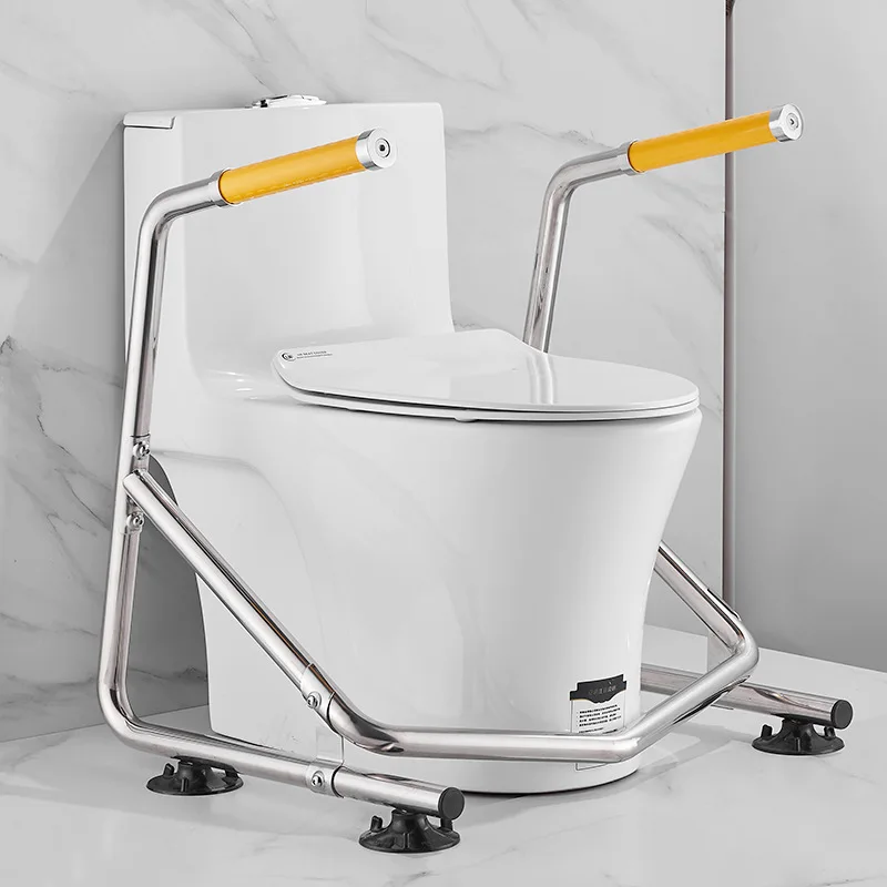 Sandaran toilet yang dapat diakses, alat bantu berdiri saat buang air, penyangga toilet lipat