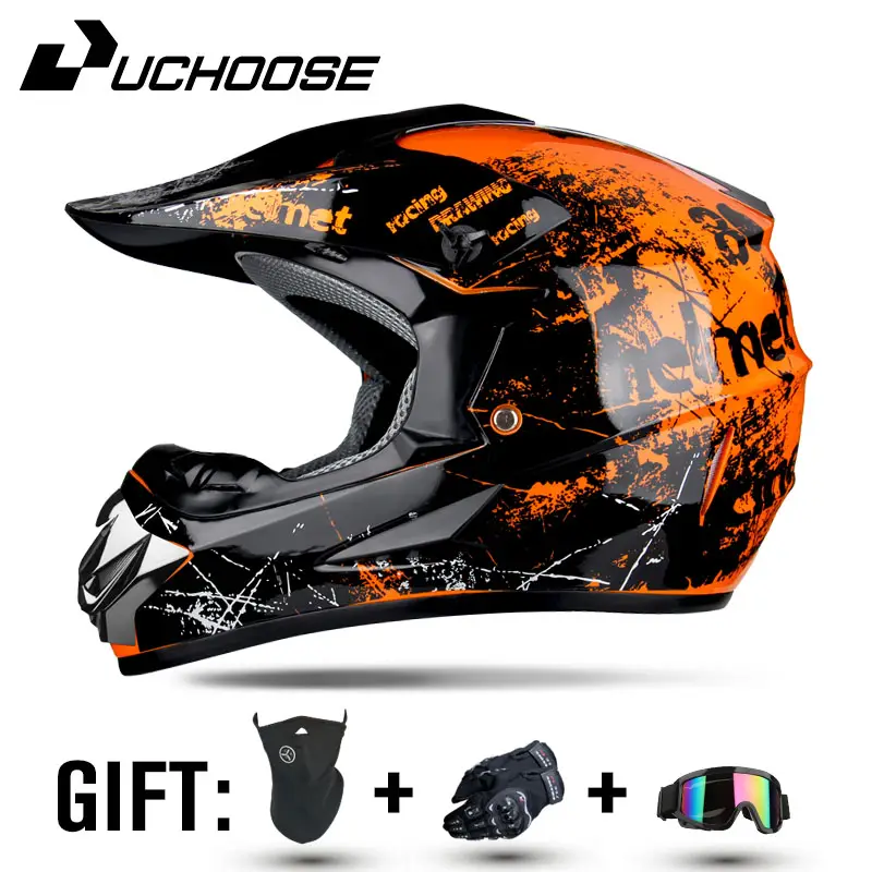 Capacete profissional de motocicleta off-road para adultos e crianças, Downhill DOT Racing, presente grátis