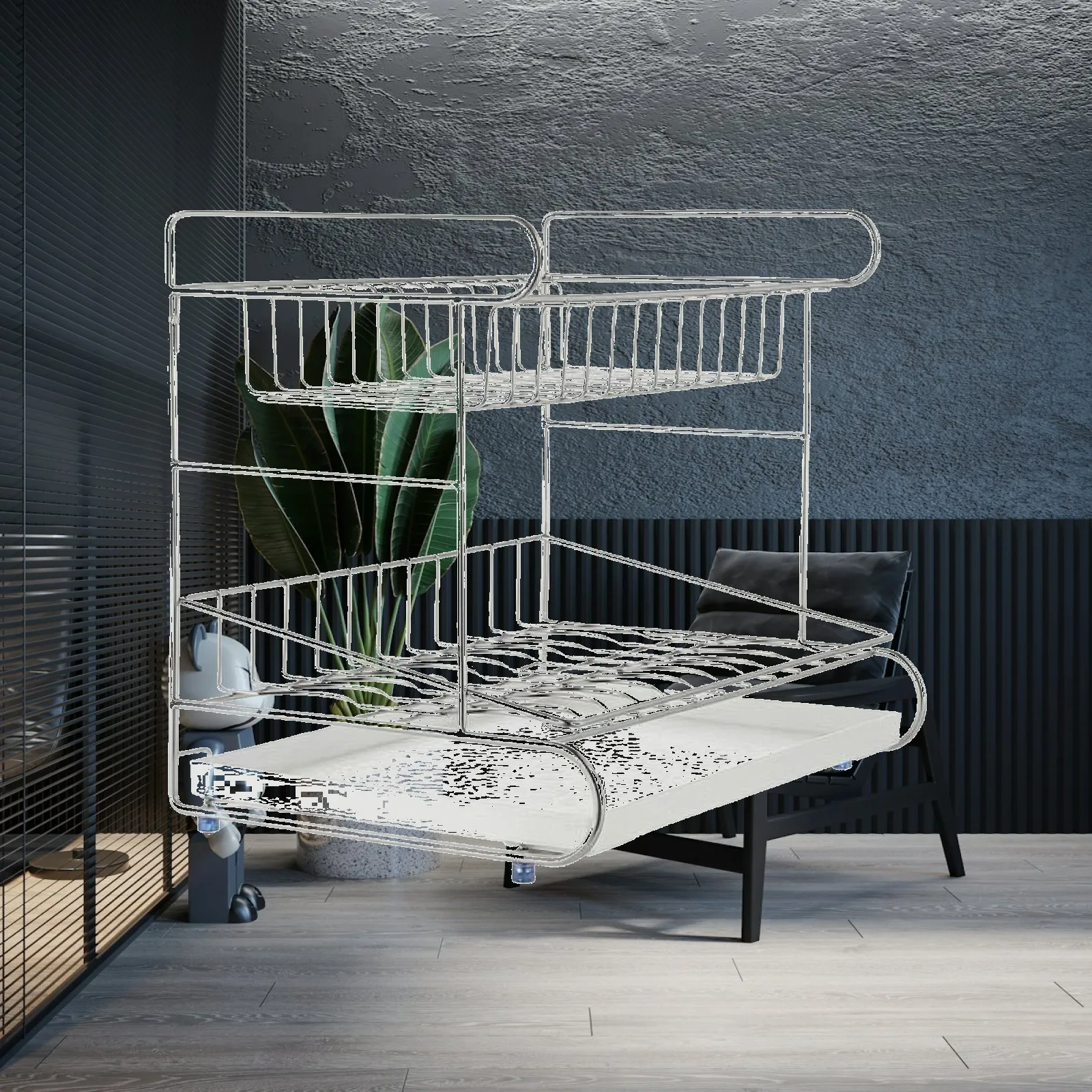 Stainless Steel Desktop Storage Rack Sleek Cosmetic Organizer with Raised Rails Toiletry Storage Rack with Safety Feet