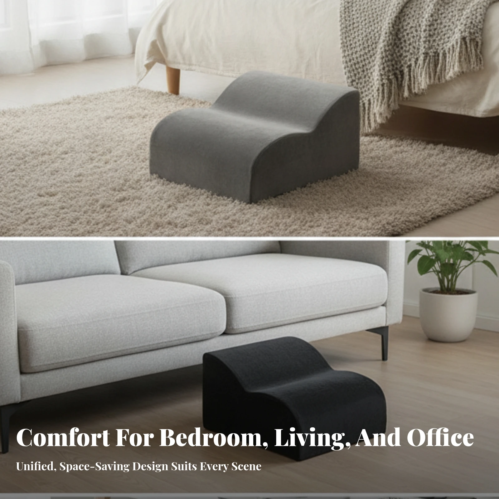 Footrest Cushion Two-Layer Stepped Footrest Foot Stool Ergonomic Leg Elevation Pillow High-Density for Office Workers