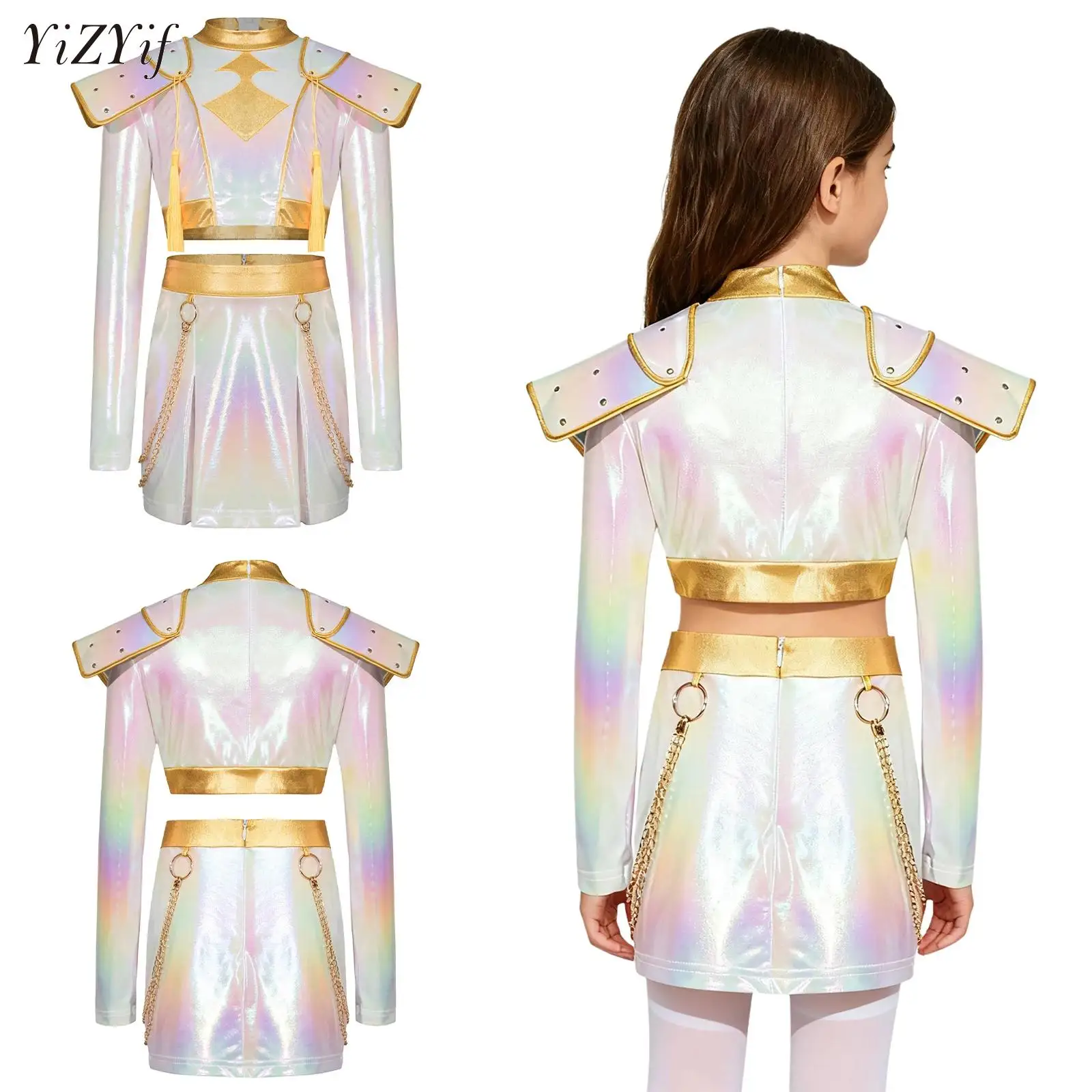 

Girls Anime Character Cosplay Girl Group Singer Teens Demon Hunters Halloween Movie Dress Up Jazz Hip Hop Performance Costume