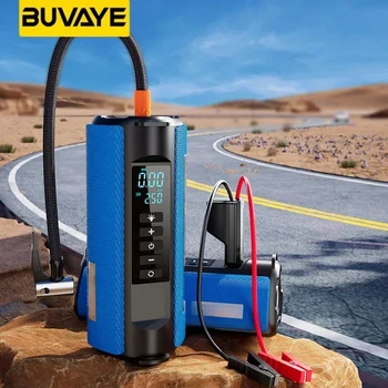 BUVAYE 휴대용 타이어 팽창기, TS03 자동차 비상 전원, 야외 다기능 점프 스타터 및 공기 펌프, EVA 가방 포함