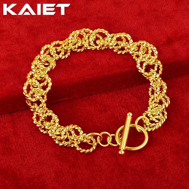 

KAIET 925 Sterling Silver Multi Circles Chain Bracelet Plated With 18K Gold Wedding Party For Women Charm Fine Jewelry