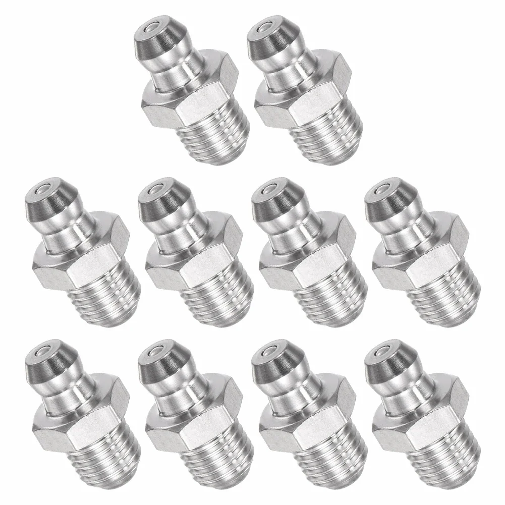 

10Pcs Grease Accessories Straight Hydraulic Grease Fittings Stainless Steel M8 Thread Hardware Tool Mechanical Equipment Part