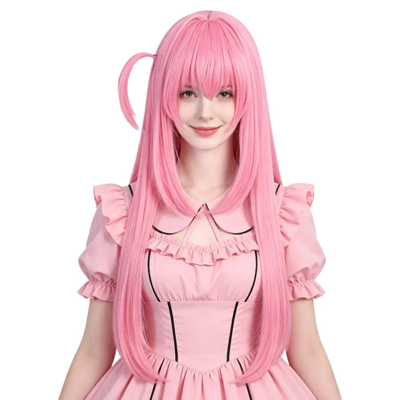 Hitori Gotoh Cosplay Wigs 80cm Long Straight Pink Heat Resistant Synthetic Anime Hair For Women Halloween Costume Party Daily