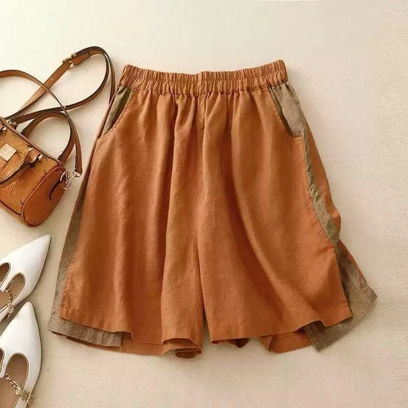 

2026 Cotton Linen Shorts for Women Leisure Versatile Elastic Waist Shorts Women Loose Thin Comfortable Breathable Black Shorts