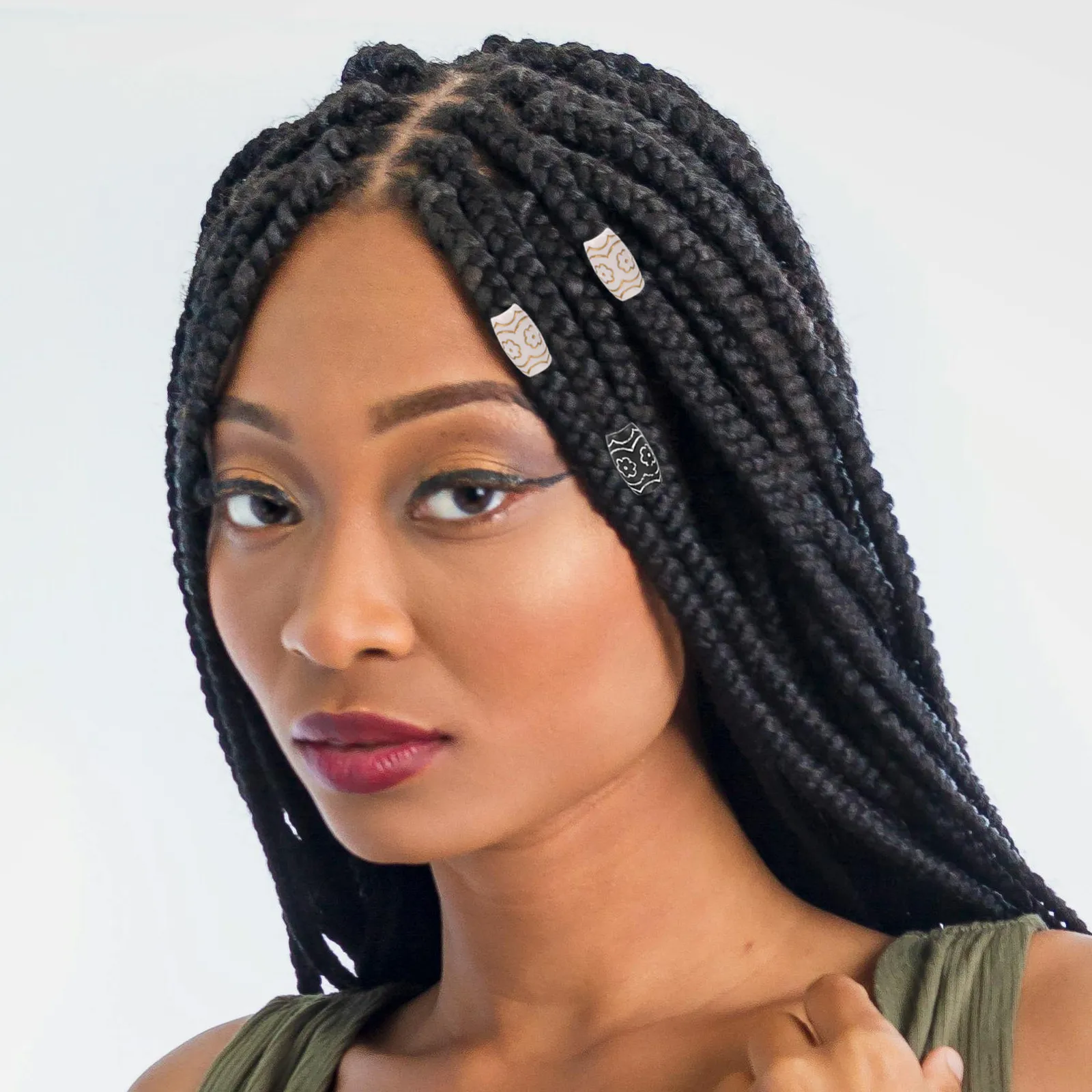 

60Pcs Braiding Beads Hair Decoration Tube Thin Easy to Use for Styling Premium Hair Cuff Accessory Trendy Party Look