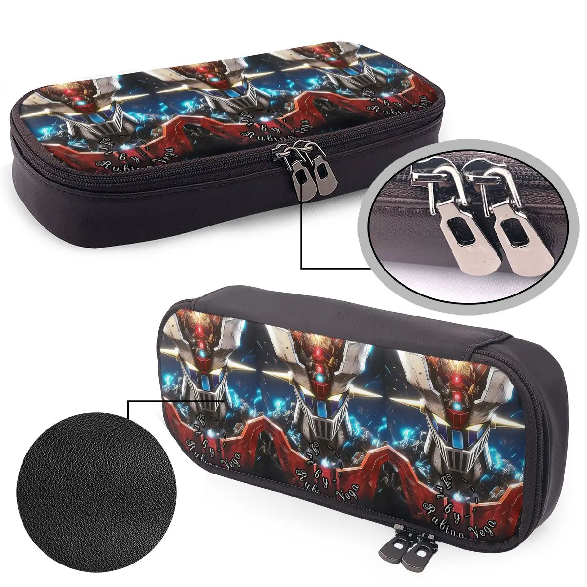 Estuche de cuero para lápices Mazinger Z Mad Robot Grendizer, Anime Manga, para niños y niñas, caja para lápices, bolsa para lápices, suministros de papelería
